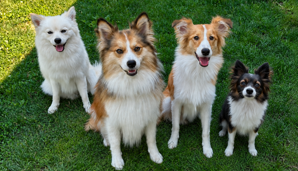 Four Figment Vulpine Spitz dogs